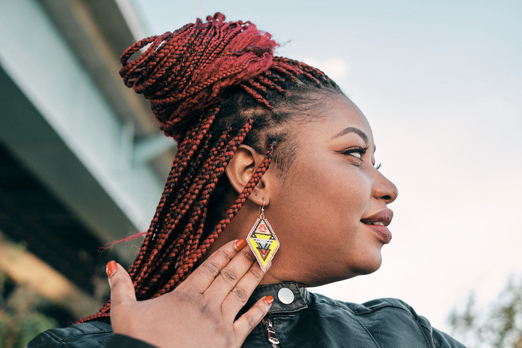 Geometric Pop Art Beaded Earrings